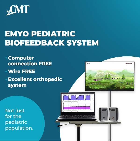 The EMYO Pediatric biofeedback system is available in either a single or dual-channel surface EMG (sEMG) configuration